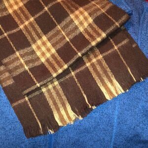 Brown Cream Plaid Acrylic Unisex Scarf
